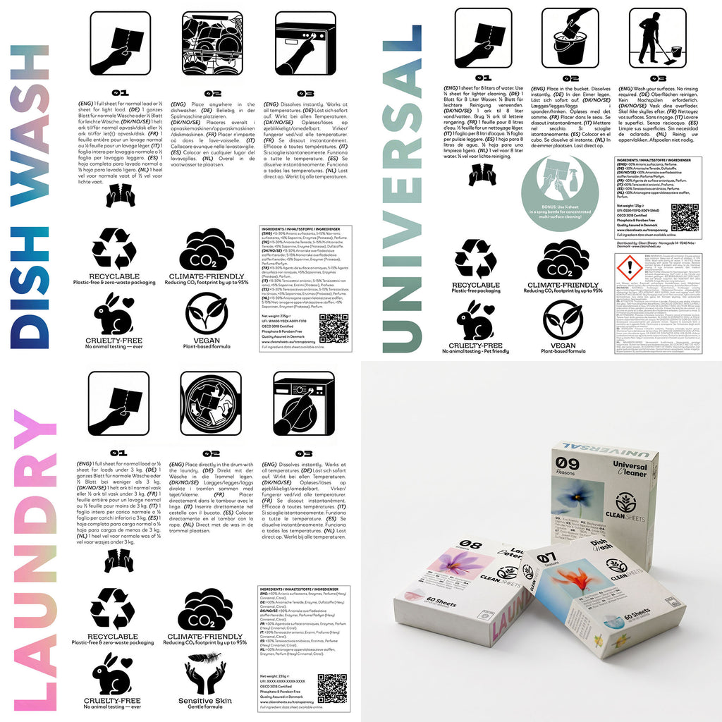 How to use cleaning sheets for laundry, dishwashing and universal and floor - Clean Sheets